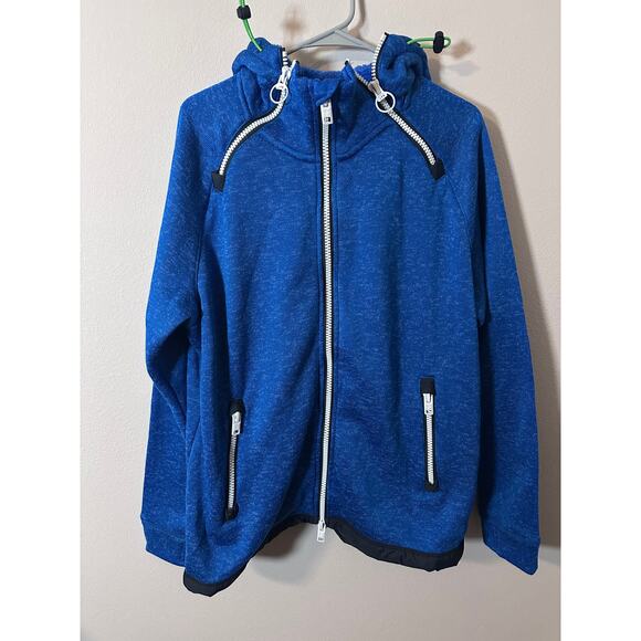 Superdry Storm mens fleece blue double zipper jacket size 2XL - Picture 3 of 7
